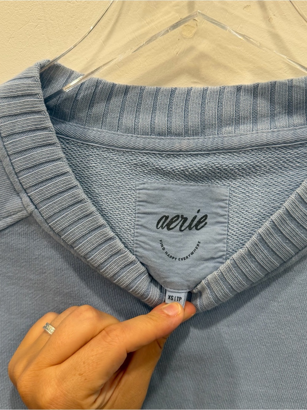 Aerie Light Blue Crewneck Sweatshirt Cotton Blend XS - Picture 4 of 6